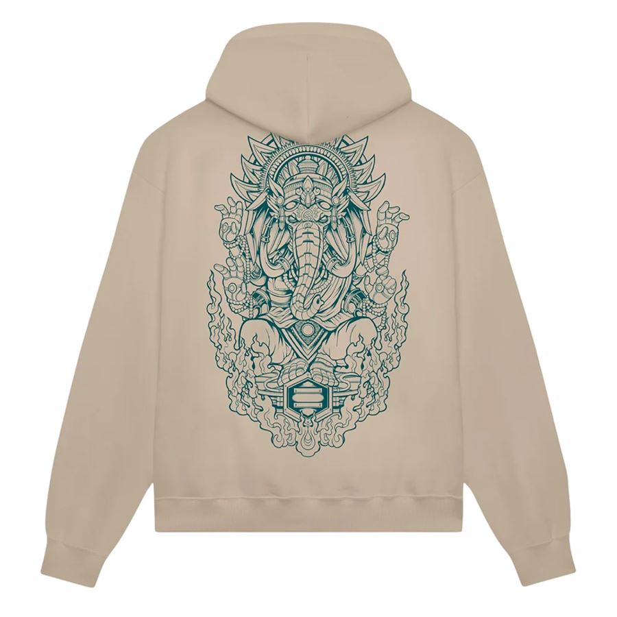 Ganesha Outline Hoodie felpa con cappuccio da uomo Dolly Noire | SW1007GQ04